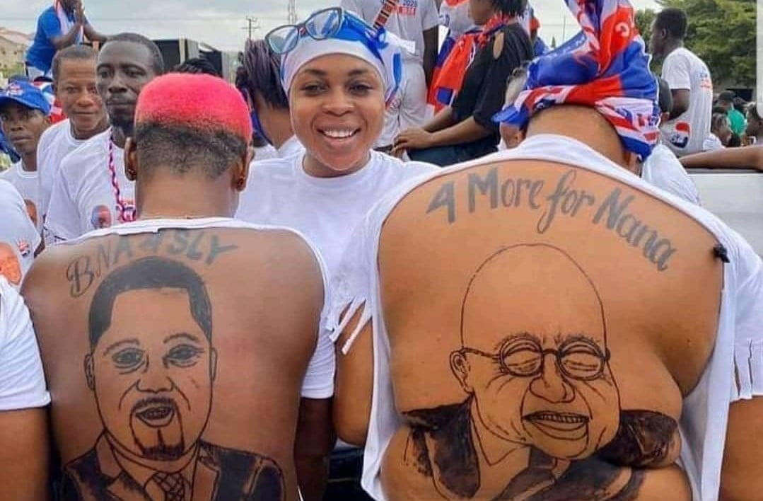 NPP women tattoo Nana Addo and Sly Tetteh on their body