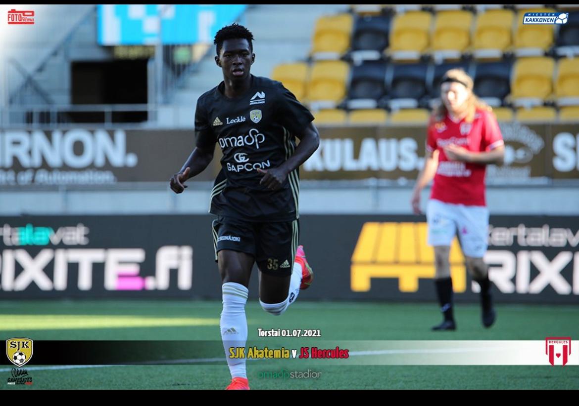 Ghanaian youngster Kingsley Ofori scores for SJK Akatemia in win over Kemi City FC in Finnish Kokkone League