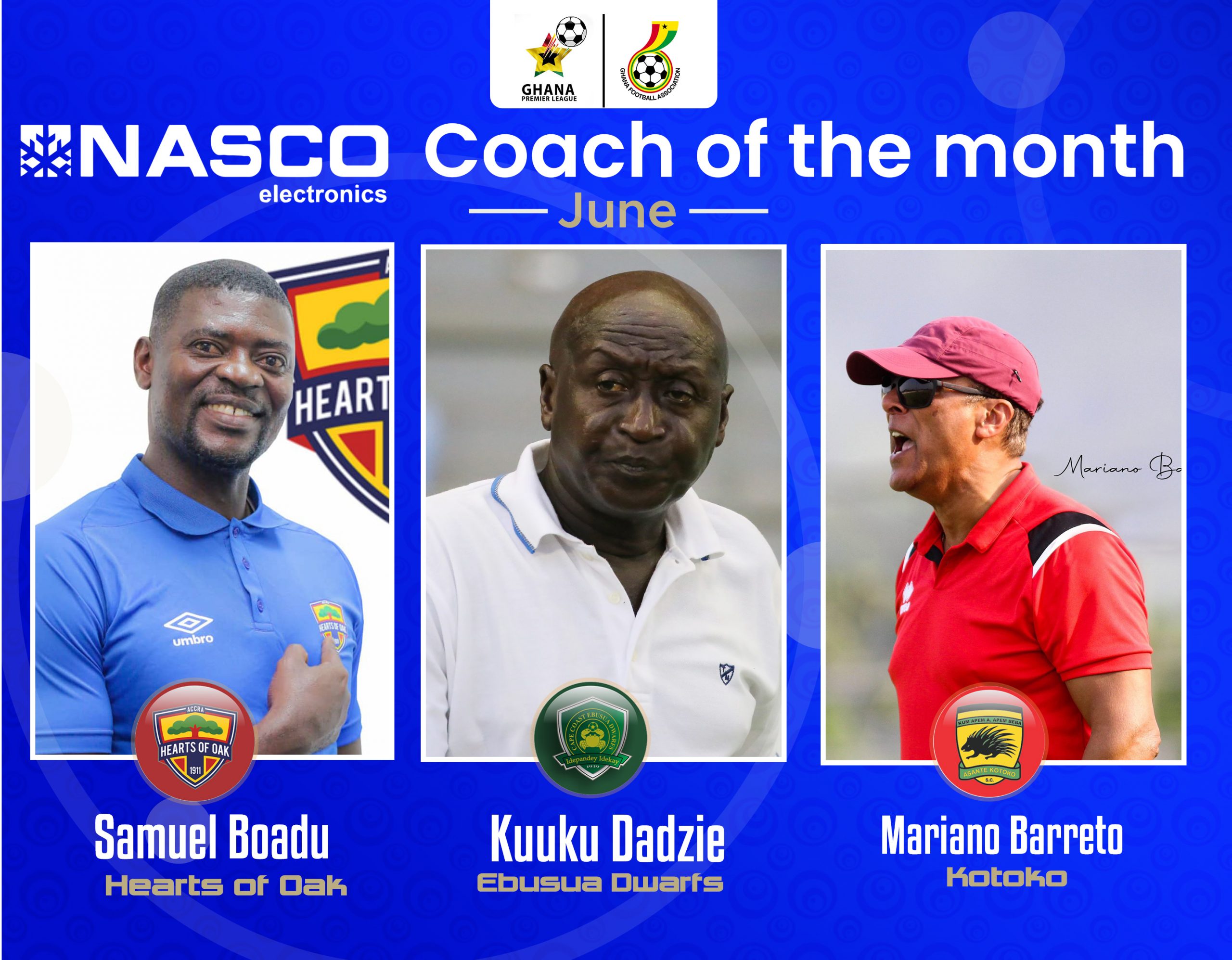 Samuel Boadu and two others nominated for NASCO Coach of the Month award