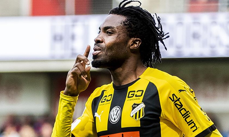 Attacker Kwame Kizito scores twice for Falkenbergs in Sweden
