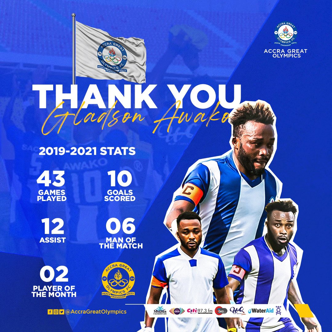 Great Olympics announce departure of Gladson Awako