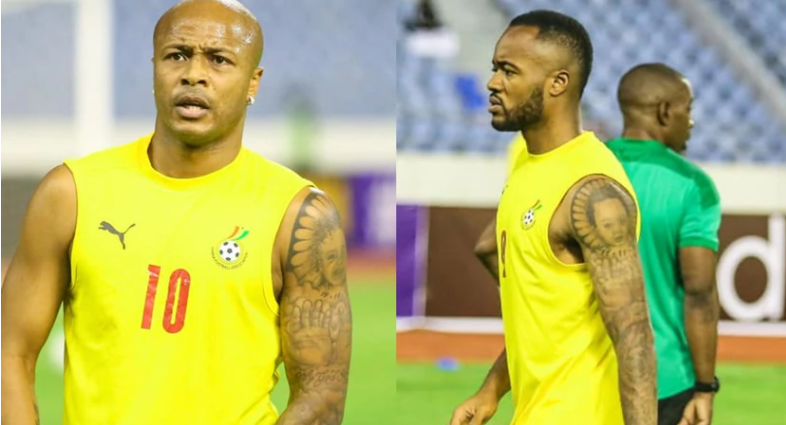 Andre Ayew and Jordan Ayew ink identical tattoos on their arms