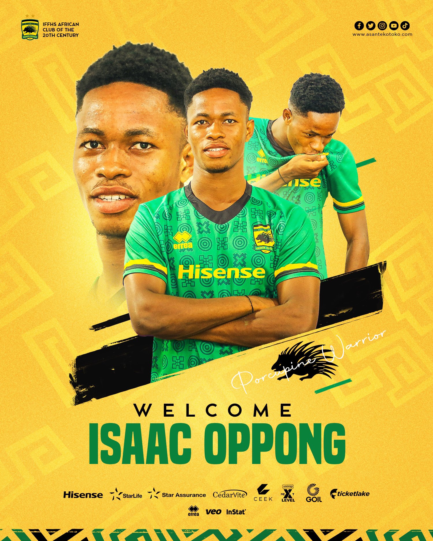 Asante Kotoko announce signing of highly-rated teenager Isaac Oppong