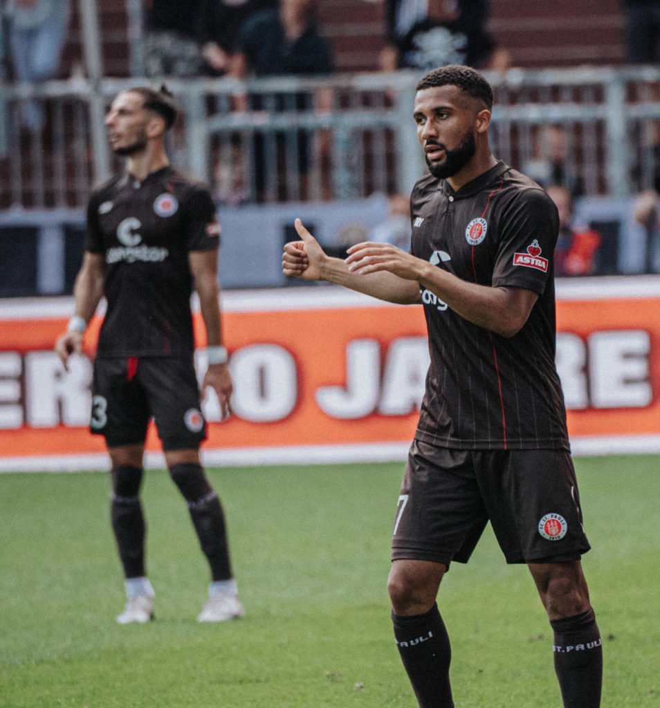 Black Stars newbie Daniel-Kofi Kyereh reacts to St Pauli’s win over Jahn Regensburg in Germany