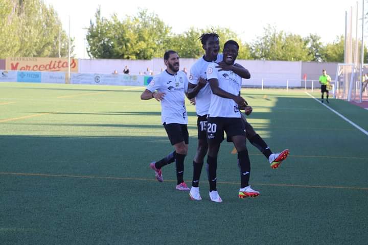 Former Liberty Professionals attacker Mubarak Alhassan scores for UB Conquese in the Spanish Tercera Division