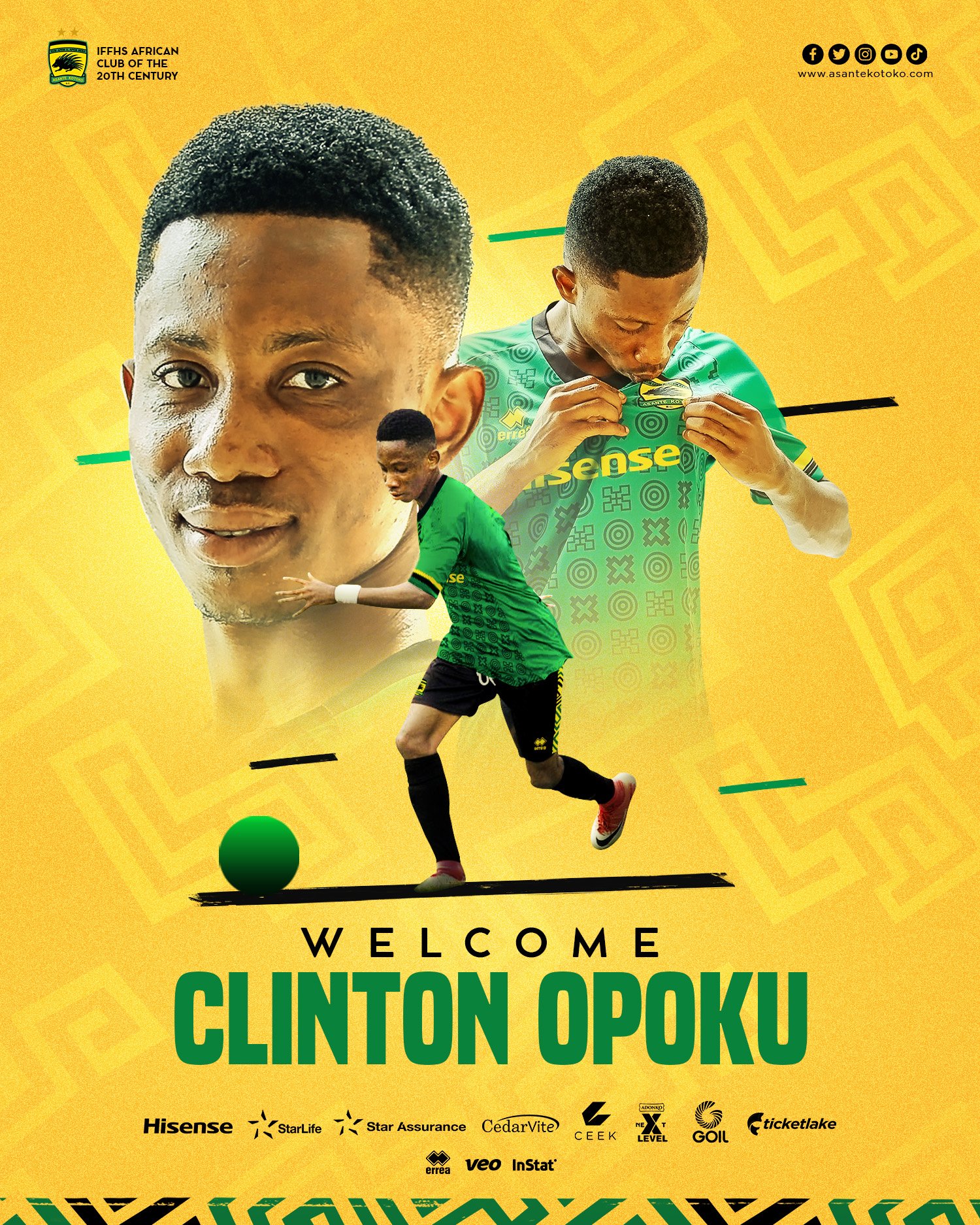 OFFICIAL : Asante Kotoko announce the signing of young midfielder Clinton Opoku
