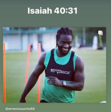 Ernest Asante post photo with Isaiah 40:31