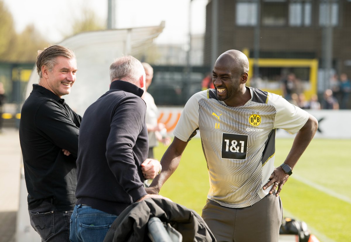 All smiles in Dortmund training as Ghana World Cup qualification hero Otto Addo returns