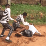 Female secondary school student mercilessly beating her male schoolmate during a fight goes viral (watch)