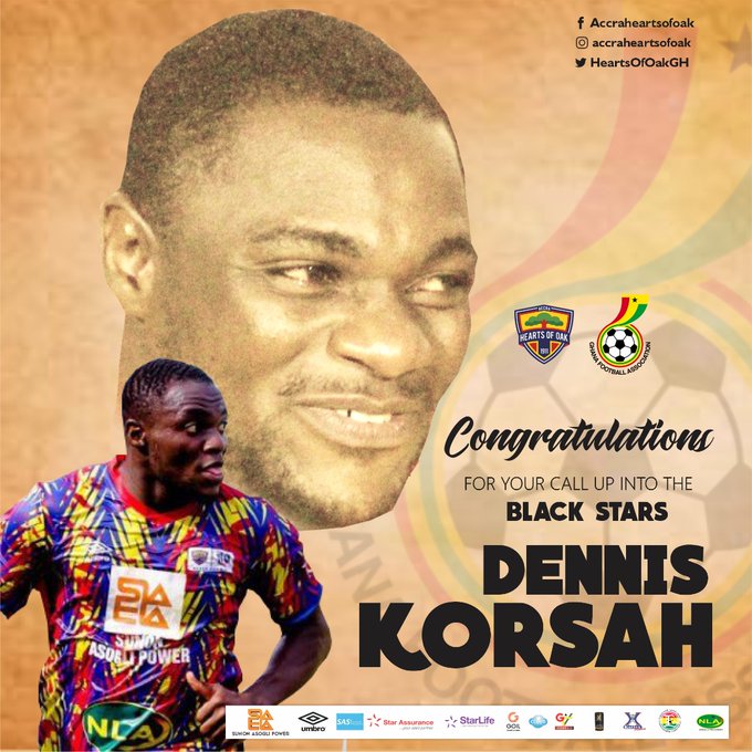 Hearts of Oak congratulate Dennis Korsah on Black Stars call-up