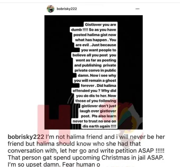 'I Hate You' - Halima Abubakar Replies Bobrisky For Insulting Her Amidst Leak of Health Condition, Affair