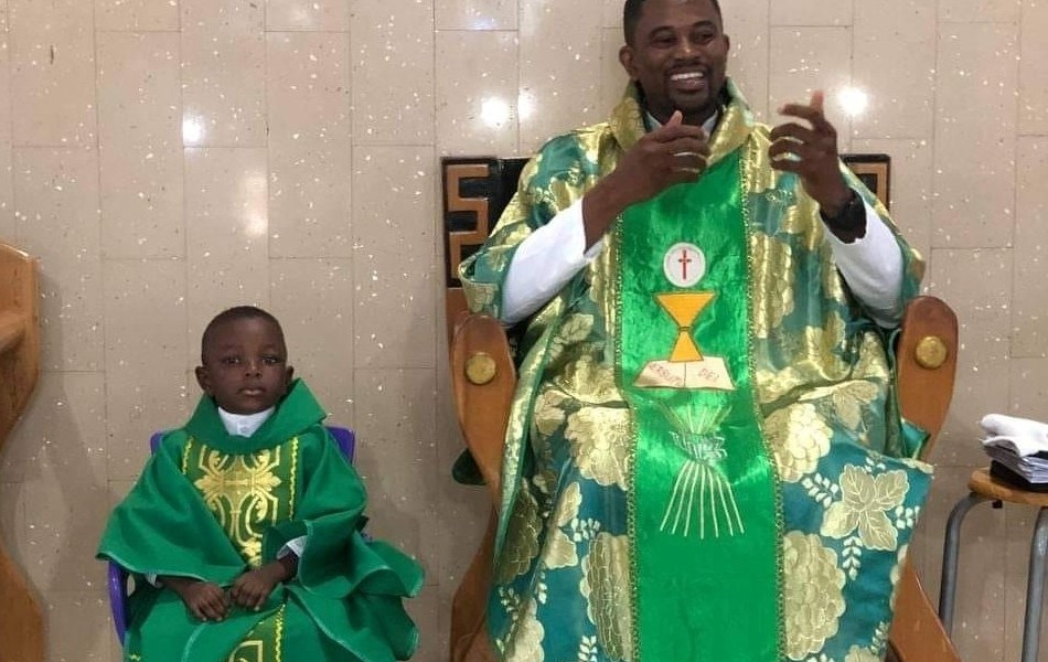 Picture of boy aspiring to be Catholic Priest causing a social media storm