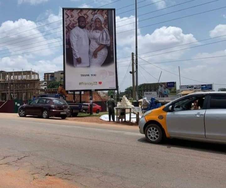 Tracey Boakye, husband erect billboard to thank Ghanaians after wedding