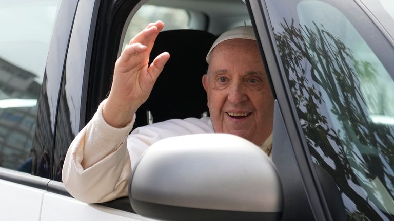 'I'm still alive' jokes Pope as he leaves hospital
